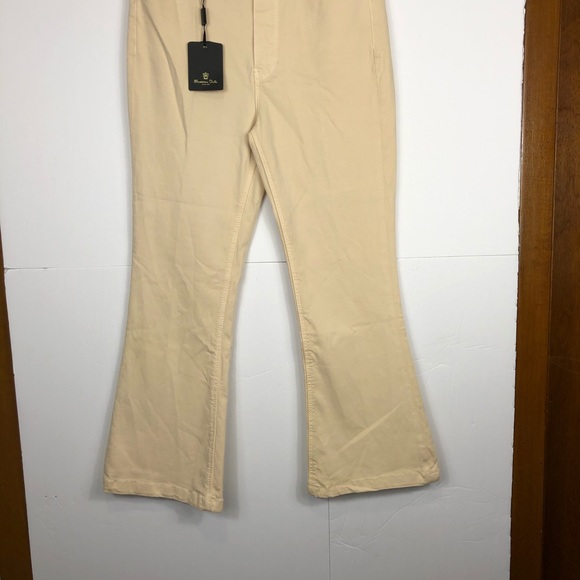 NWT Massimo Dutti Beige Cotton Flare Pants Sz 4 - Picture 2 of 7